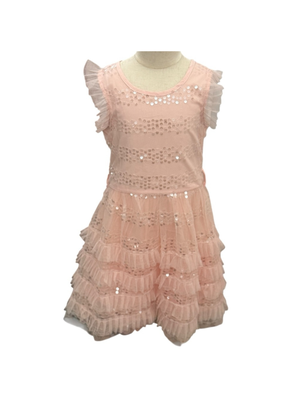 Hannah Banana Pink Sequin Tulle Party Dress Girls Size 7 - Picture 2 of 5